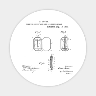 Locket and Coin Letter Scale Vintage Patent Hand Drawing Funny Novelty Gift Magnet